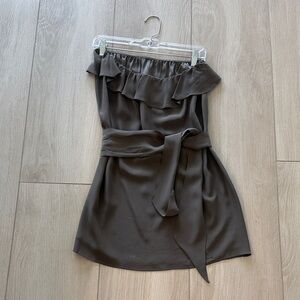 Amanda Uprichard Brown Off-Shoulder Blouse